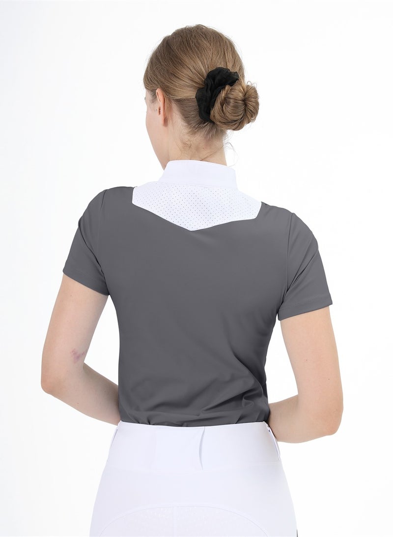 general Women Short Sleeve Equestrian T-shirts Summer Breathable Riding Horse Tops with M Pattern Equestrian Clothes - Image 2