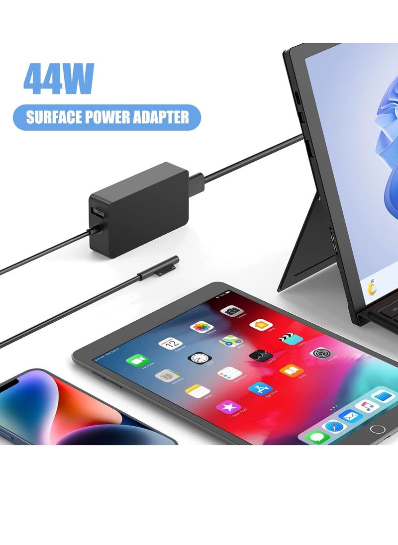 Generic - 44W Surface Pro Charger Compatible with Microsoft Surface Pro 3 4 5 6 7 X 8, Surface Laptop 1/2/3 Surface Go Surface Book Power Cord With 5V 1A USB Charging Port - Image 1