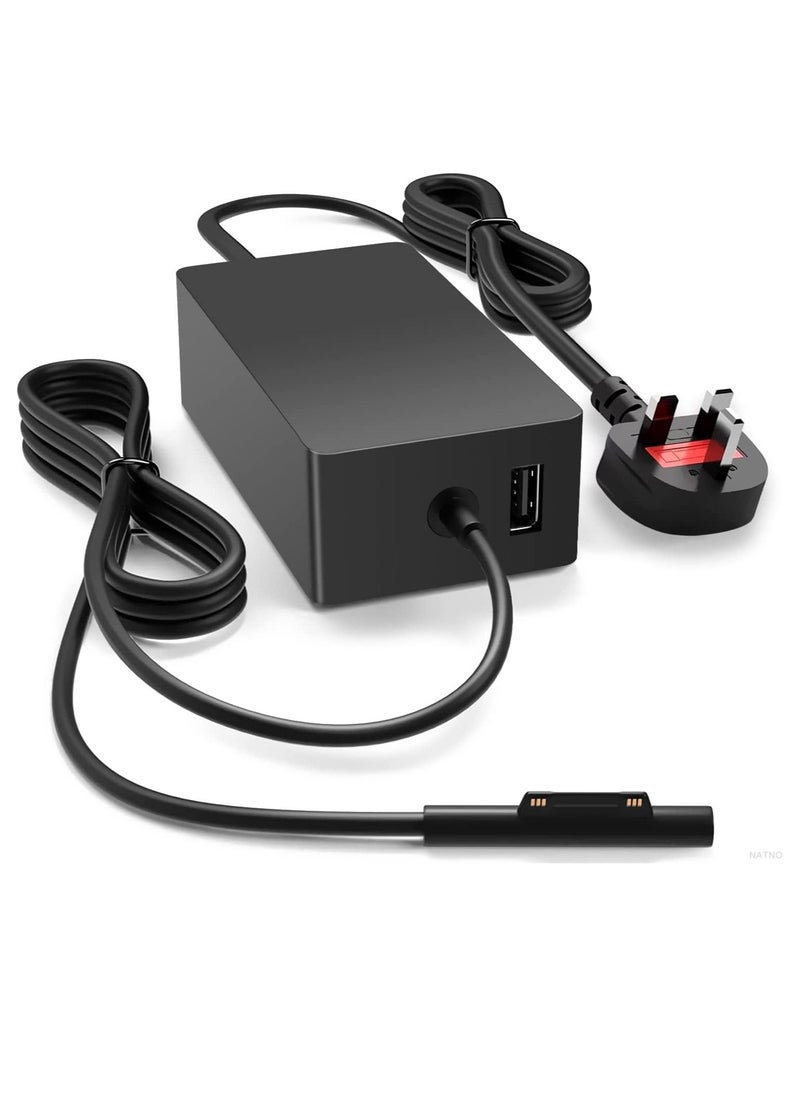 Generic - 44W Surface Pro Charger Compatible with Microsoft Surface Pro 3 4 5 6 7 X 8, Surface Laptop 1/2/3 Surface Go Surface Book Power Cord With 5V 1A USB Charging Port - Image 1