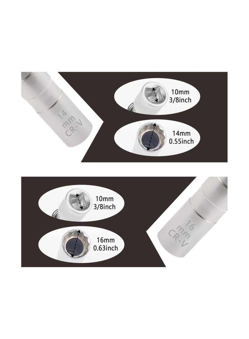 SYOSI Comprehensive 16mm & 14mm Spark Plug Socket Set, 12-Point Thin Wall 3/8" Drive Removal Tool, Magnetic Car Repair Socket for BMW, Nissan, Honda, and More, Professional Automotive Maintenance Tools - Image 3