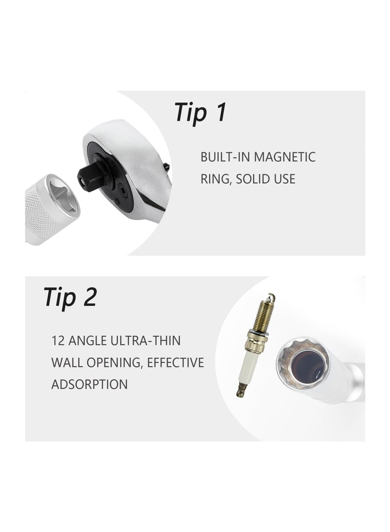 SYOSI Comprehensive 16mm & 14mm Spark Plug Socket Set, 12-Point Thin Wall 3/8" Drive Removal Tool, Magnetic Car Repair Socket for BMW, Nissan, Honda, and More, Professional Automotive Maintenance Tools - Image 5