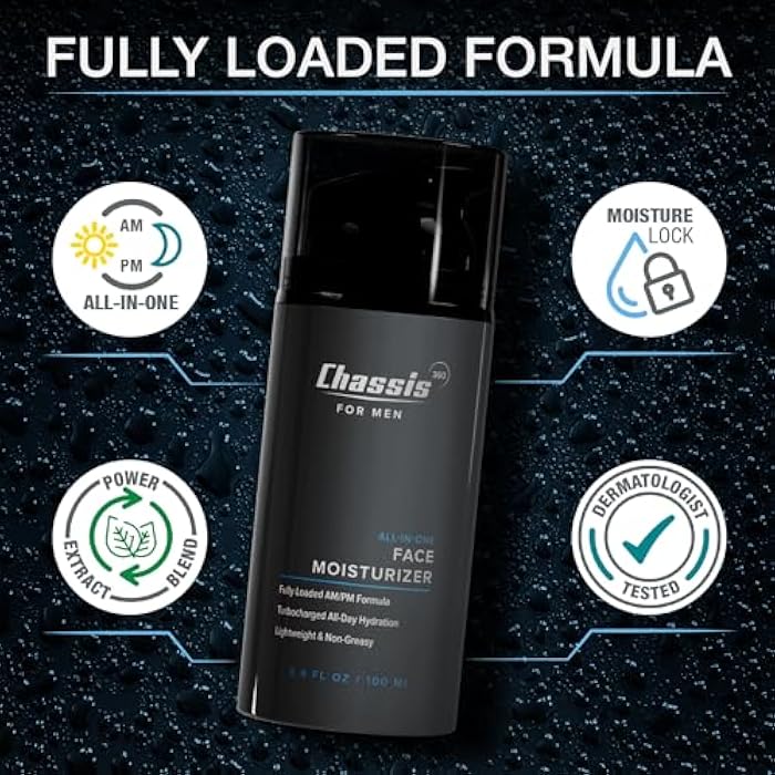 Chassis 360 All-In-One Face Moisturizer - Hydrating Face Moisturizer for Men with Vitamin, Niacinamide C & Hyaluronic Acid - Free From Phthalates, Parabens & Retinol - Facial Lotion- 3.4 Fl Oz - Image 3
