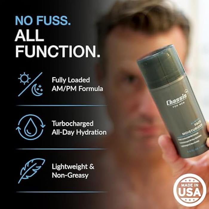 Chassis 360 All-In-One Face Moisturizer - Hydrating Face Moisturizer for Men with Vitamin, Niacinamide C & Hyaluronic Acid - Free From Phthalates, Parabens & Retinol - Facial Lotion- 3.4 Fl Oz - Image 2