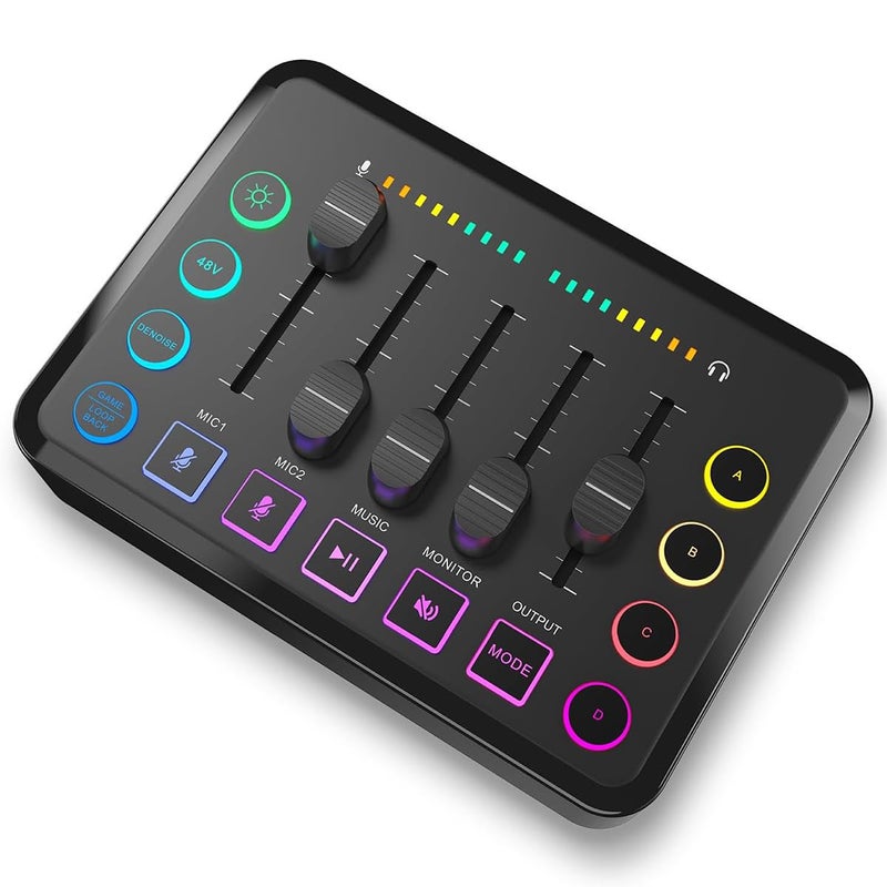 F9 Rechargeable Live Sound Card Audio Interface – USB Audio Mixer with XLR Microphone Input, 48V Phantom Power, DSP Noise Reduction & Voice Changer for Podcast, Streaming, Recording & Gaming - Image 1
