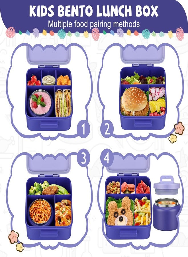 MAISON HUIS Bento Lunch Box with 8oz Soup Thermo, 5-Compartment Leak-Proof Container, Thermo Hot Food Jar and Insulated Lunch Bag, BPA Free,Travel, School (Purple) - Image 5