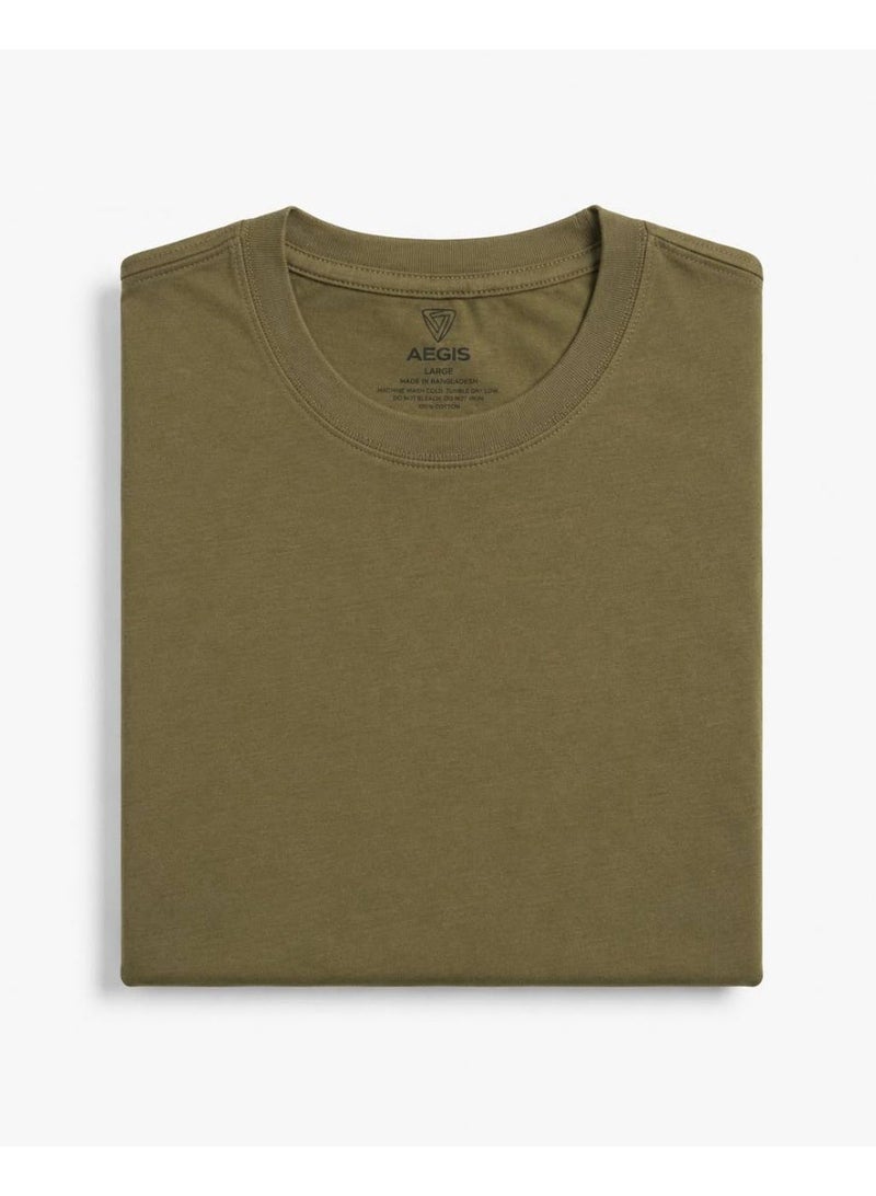 aegis store AEGIS Men’s Premium Olive Green Crew Neck T-Shirt - Image 4