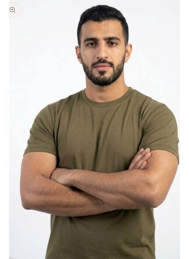 aegis store AEGIS Men’s Premium Olive Green Crew Neck T-Shirt - Image 1