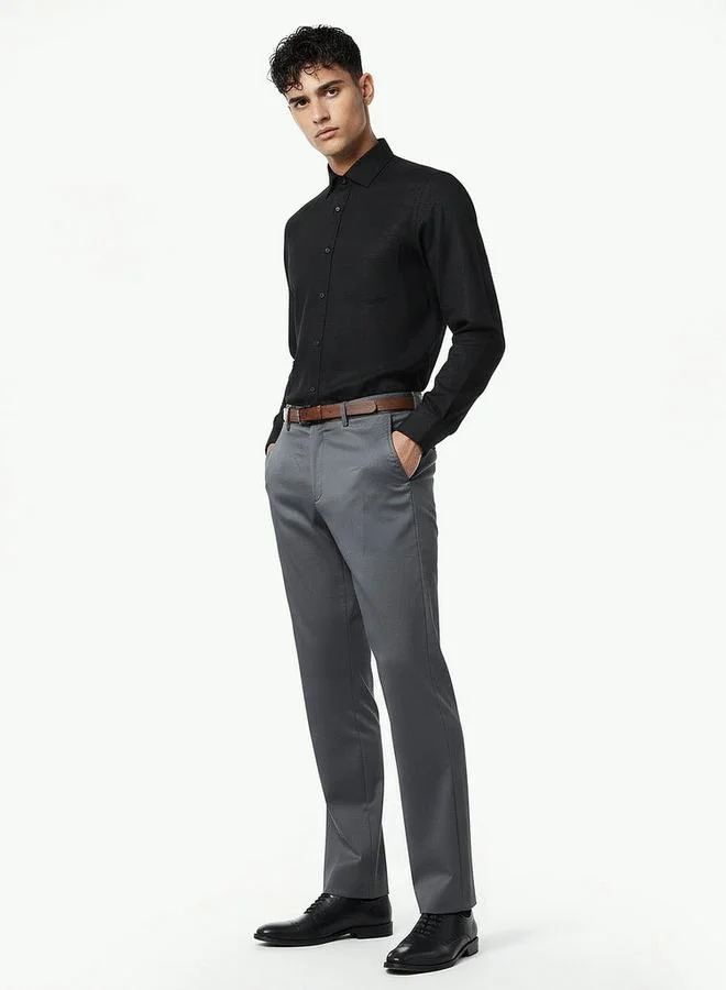 Splash FAV BLUE Regular Fit Flexi Waist Formal Trousers for Men | Best Price UAE