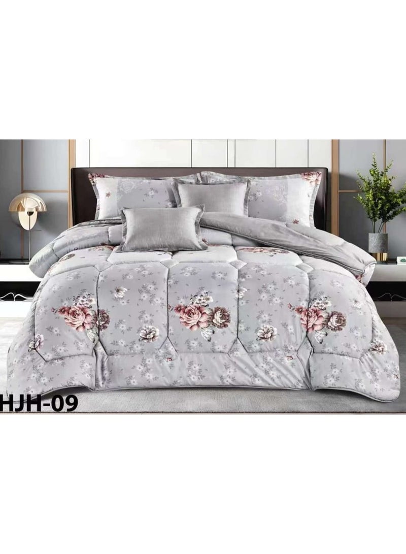 New floral-patterned microfiber single bed set (4 pieces), size 160 x 210 cm.