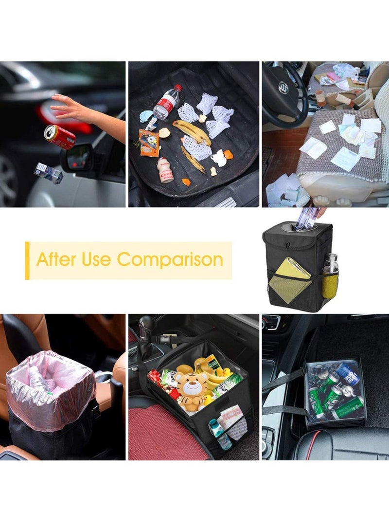 Zikra Car Trash Can, Foldable Car Bin, Anti-smell Bin with Lid and Side¬† Pockets, Car Accessory Organizer, Leak-Proof Inside Lining as Drink Cooler Bag Black - Image 4