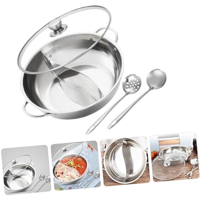 LABRIMP 1 Set Stainless Steel Mandarin Duck Pot Kitchen Hot Pot Stainless Steel Stock Pot DoubleFlavor Hot Pot Chinese Style Hot Pot Divided Hot Pot Cooker Divided Hot Pot Pan Cooking Pot - Image 3