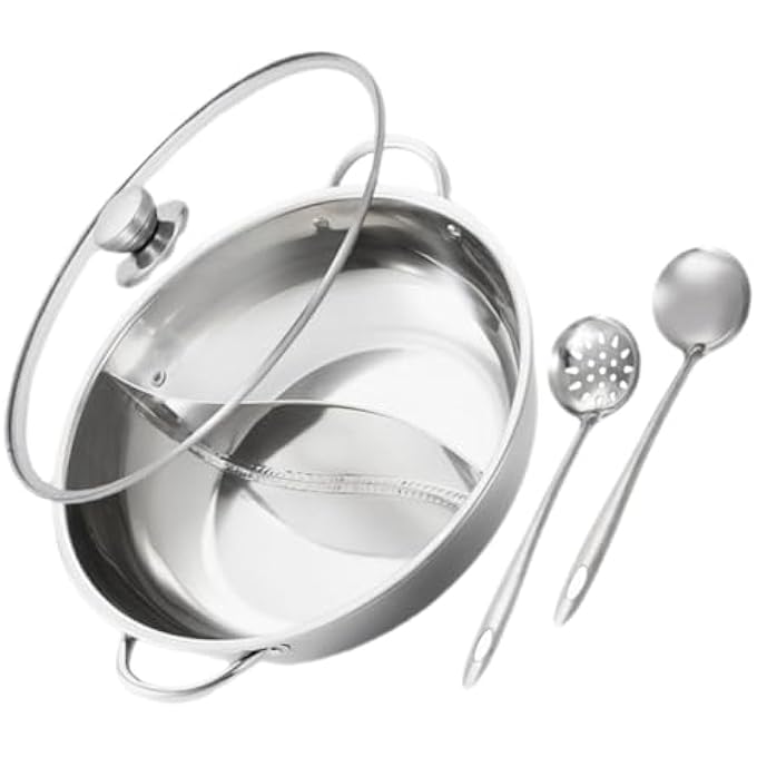 LABRIMP 1 Set Stainless Steel Mandarin Duck Pot Kitchen Hot Pot Stainless Steel Stock Pot DoubleFlavor Hot Pot Chinese Style Hot Pot Divided Hot Pot Cooker Divided Hot Pot Pan Cooking Pot - Image 1