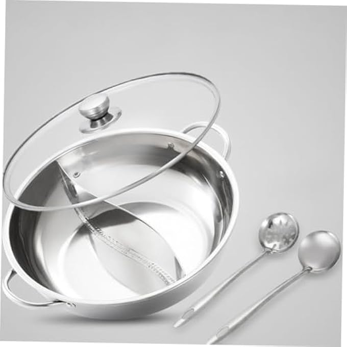 LABRIMP 1 Set Stainless Steel Mandarin Duck Pot Kitchen Hot Pot Stainless Steel Stock Pot DoubleFlavor Hot Pot Chinese Style Hot Pot Divided Hot Pot Cooker Divided Hot Pot Pan Cooking Pot - Image 4