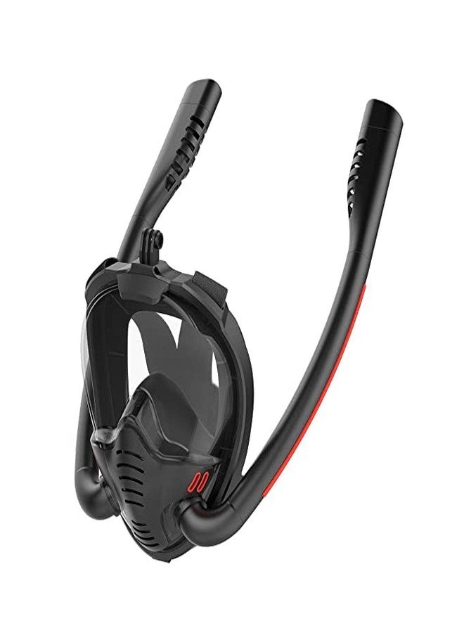 Olpad قناع أولباد مزدوج التنفس، قناع غوص، قناع سكوبا، قناع غطس كامل الوجه تحت الماء، معدات غطس سباحة للبالغين والأطفال (أسود [صغير/متوسط]) - Image 1
