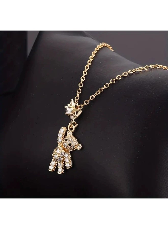 Goolsky Full Zircon Bear Pendant Necklace – Trendy Luxury Women’s Jewelry, Full Zircon Bear Pendant, Daily Wear/Gifting for Girls, Sparkling Detail, Non-Fading - Image 5
