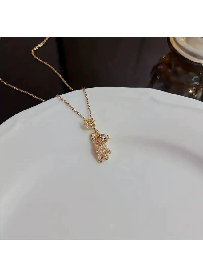 Goolsky Full Zircon Bear Pendant Necklace – Trendy Luxury Women’s Jewelry, Full Zircon Bear Pendant, Daily Wear/Gifting for Girls, Sparkling Detail, Non-Fading - Image 3