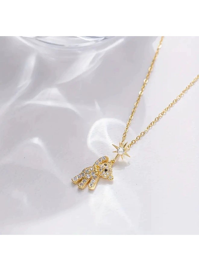 Goolsky Full Zircon Bear Pendant Necklace – Trendy Luxury Women’s Jewelry, Full Zircon Bear Pendant, Daily Wear/Gifting for Girls, Sparkling Detail, Non-Fading - Image 2