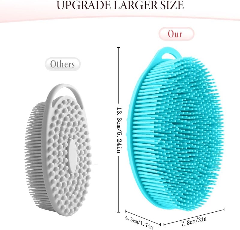 KQNBI Silicone Body Scrubber 2 Pack - 2 in 1 Exfoliating Loofah With Handle, Bath Scrubber, Scalp Massager and Shampoo Brush - Image 5