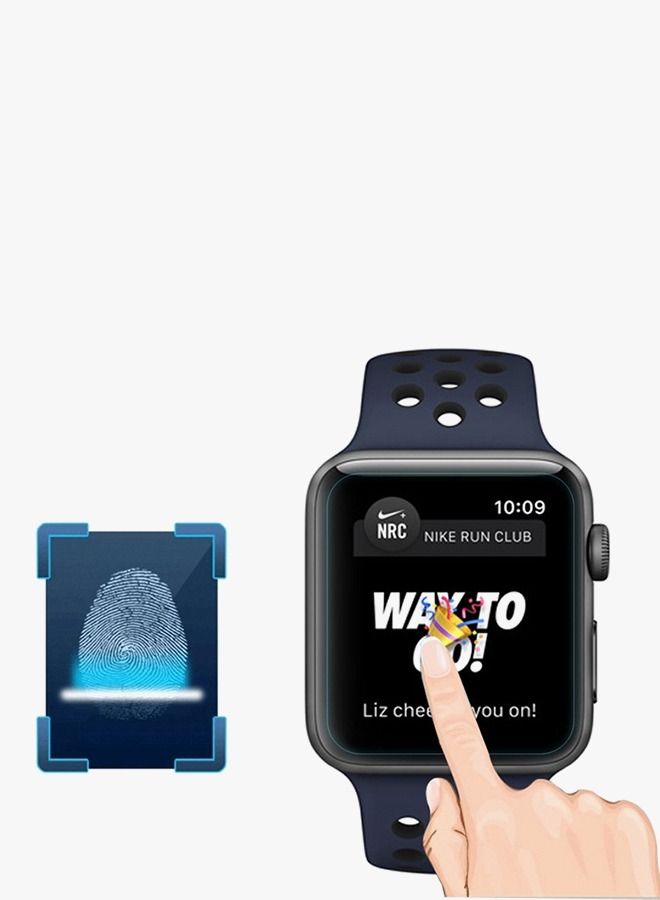 shAyzee Tempered Glass Screen Protector For Apple Watch Series 1/2/3 42mm Clear/Black - Image 3