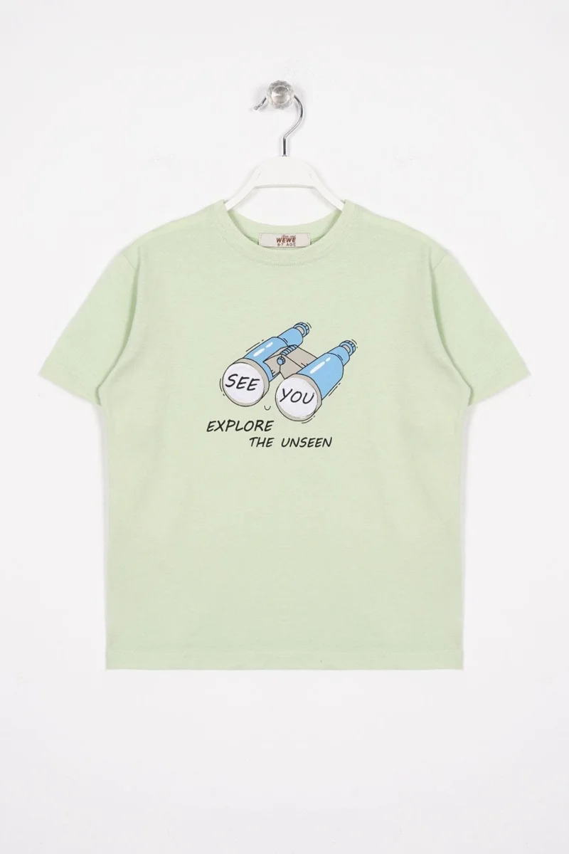 Zepkids See You Printed Pistachio Green Color Boy Tshirt