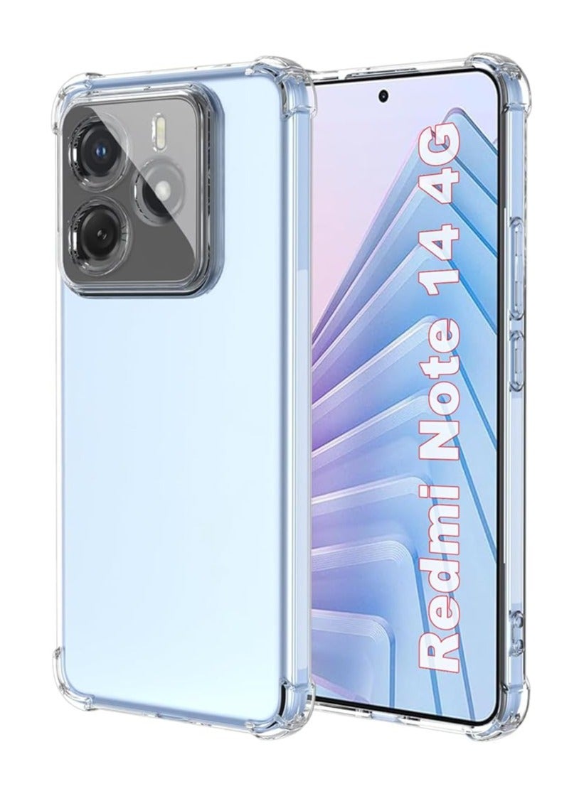 QIRG Case for Xiaomi Redmi Note 14 4G Clear TPU Four Corners Protection Cover Transparent Soft funda