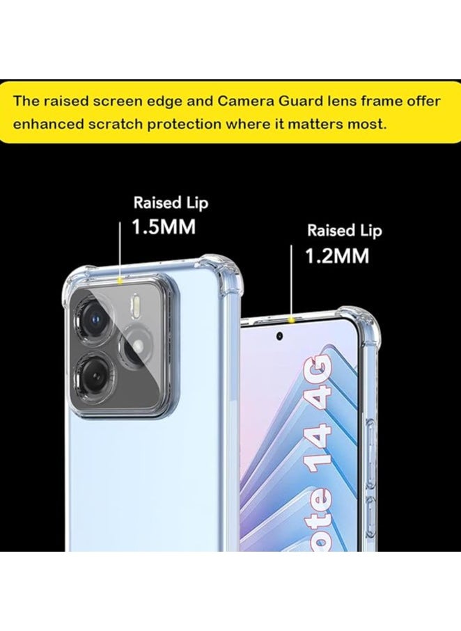 Generic Case for Xiaomi Redmi Note 14 4G Clear TPU Four Corners Protection Cover Transparent Soft funda  - Image 4