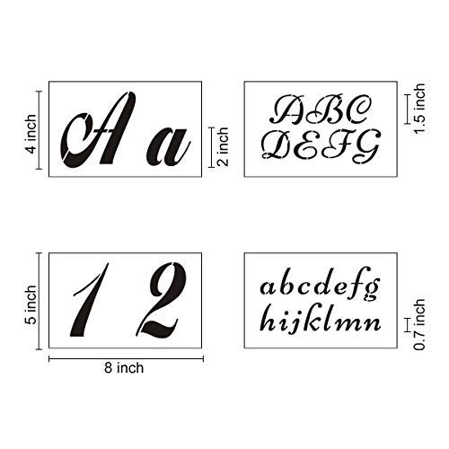 REOLAN Letter Stencils for Painting on Wood - 42 Pack Alphabet Stencil Templates with Numbers and Signs, Large Reusable Plastic Stencils in 2 Fonts and 132 Designs for Wood Burning & Wall Art - Image 2