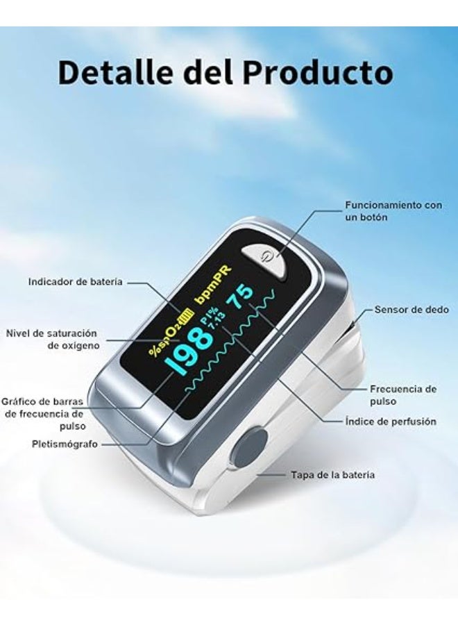 Fingertip Pulse Oximeter - Quick Read SpO2 & Heart Rate Monitor with OLED Display - Accurate Oxygen Meter for Daily Use (Batteries Included) - Image 2