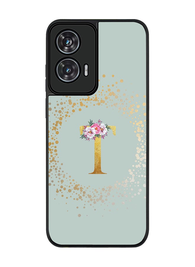 Stylizedd For Motorola Edge 50 Fusion 5G Case,Slim fit Camera Protection, Shockproof Thin Phone cover  - Custom Monogram Floral - T  (Light Grey ) - Image 1