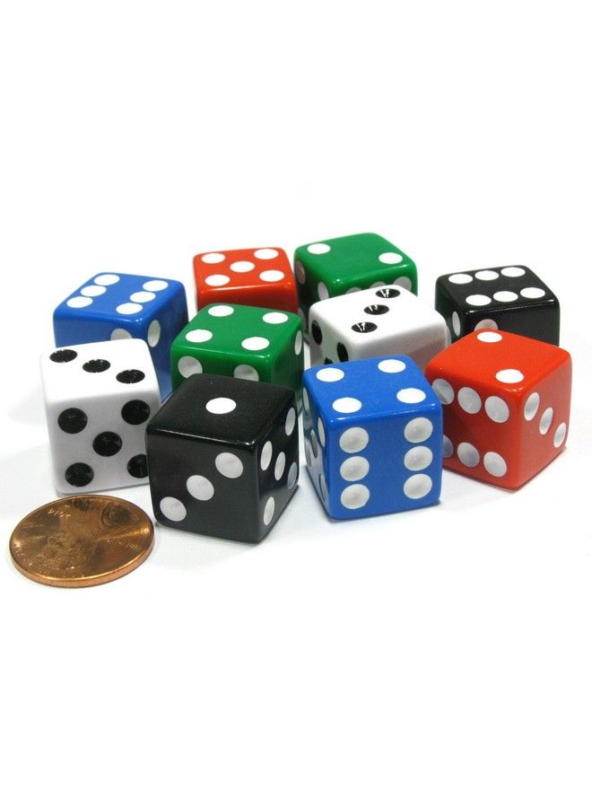 Koplow Games مجموعة من 10 نرد سداسية الأوجه 16 مم D6 2 من كل من الأحمر والأبيض والأزرق والأخضر والأسود - Image 3