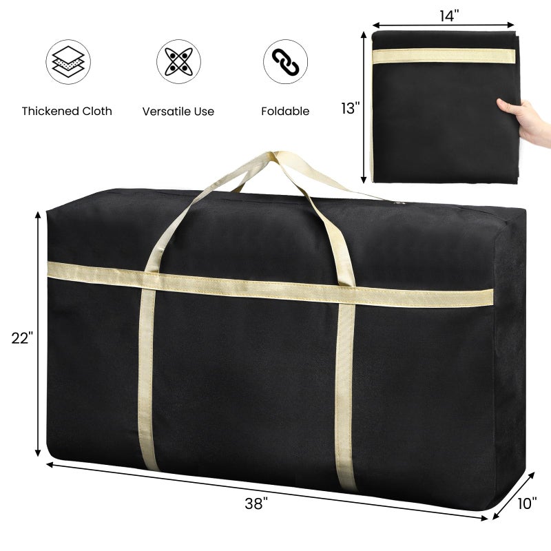 Nagpew 4 Pieces Extra Large Moving Bag, 150L Heavy Duty Storage Bag with Strong Zipper Handles, Black Jumbo Comforter Storage Organizer for Clothing, Pillow, Quilt, Blanket, Space Saving - Image 2