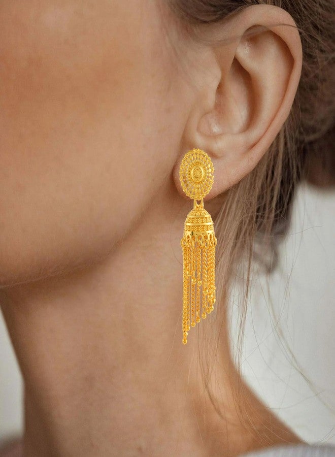 Superstore18 Brass 24KT Micron 1 Gram Gold Plated Traditional Jhumki Earrings Ethnic Fashion Jewellery for Women (SST2694JHAT) - Image 2