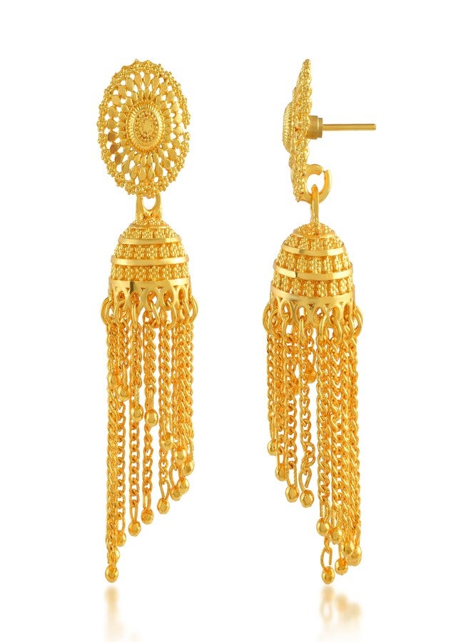 Superstore18 Brass 24KT Micron 1 Gram Gold Plated Traditional Jhumki Earrings Ethnic Fashion Jewellery for Women (SST2694JHAT) - Image 3