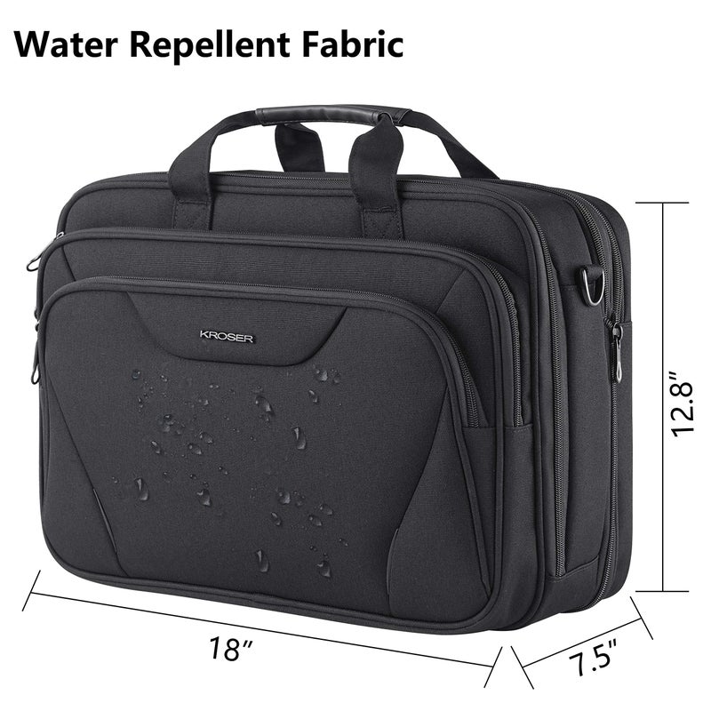 KROSER Laptop Bag Premium Laptop Briefcase Fits Up to 17.3 Inch Laptop Expandable Water-Repellent Shoulder Messenger Bag Computer Bag for Travel/Business/Men/Women-Black - Image 5
