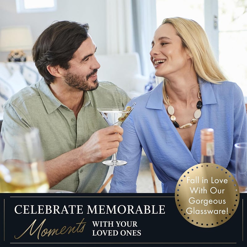 Elixir Glassware طقم كؤوس مارتيني من 2 - 9 أونص - كؤوس مارتيني كريستالية مصنوعة يدويًا مع ساق - كؤوس كوكتيل أنيقة للبار، مارتيني، كوزموبوليتان، طقم كؤوس مانهاتن - Image 2