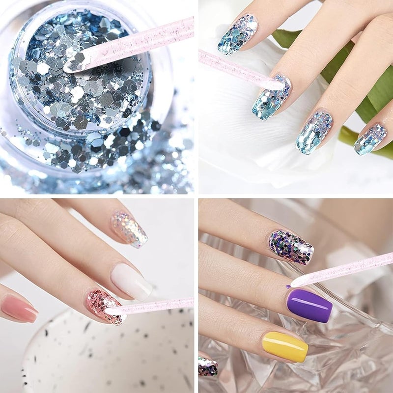 Pink Disposable Nail Sticks Bulk: 2-in-1 Cuticle Pusher & Cleaner with Stylish Crystal Handle - Image 5