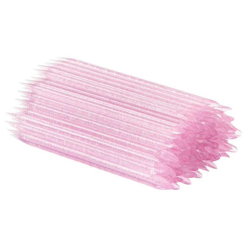 Pink Disposable Nail Sticks Bulk: 2-in-1 Cuticle Pusher & Cleaner with Stylish Crystal Handle - Image 1