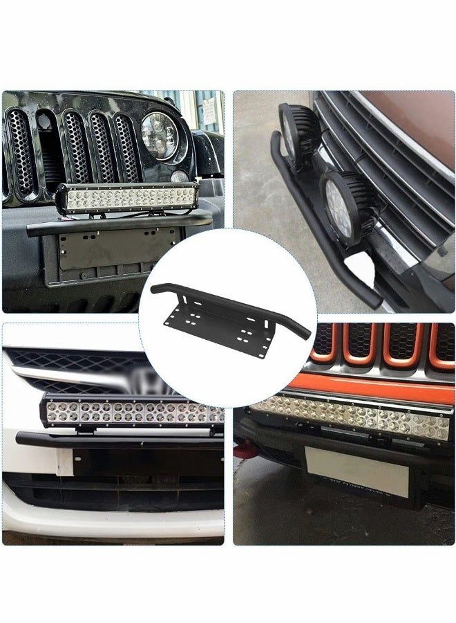 Loquat Universal License Plate Mounting Bracket Aluminum Alloy Front Bull Bar Bumper LED Work Lamps Lighting Bars LED Light Mounting Bracket Holder for Off Road Led Light Bars Work Lamps - Image 1