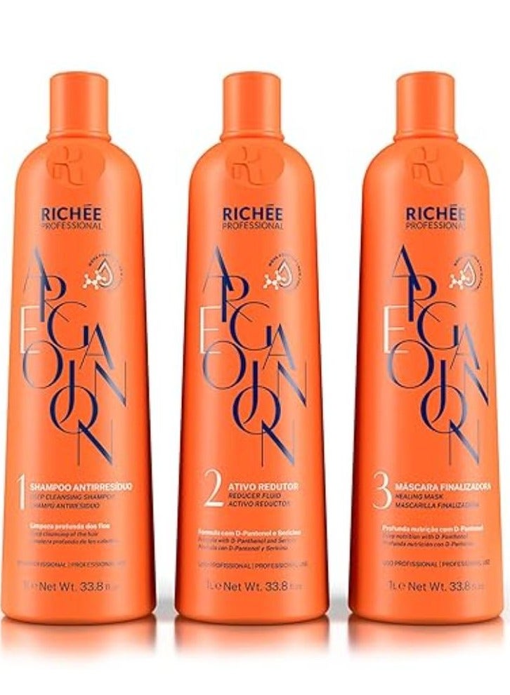 Richee Professional Argan E Ojon Kit Rich Formula Perfect Straight Extreme Hydration 3x1 l - Image 1