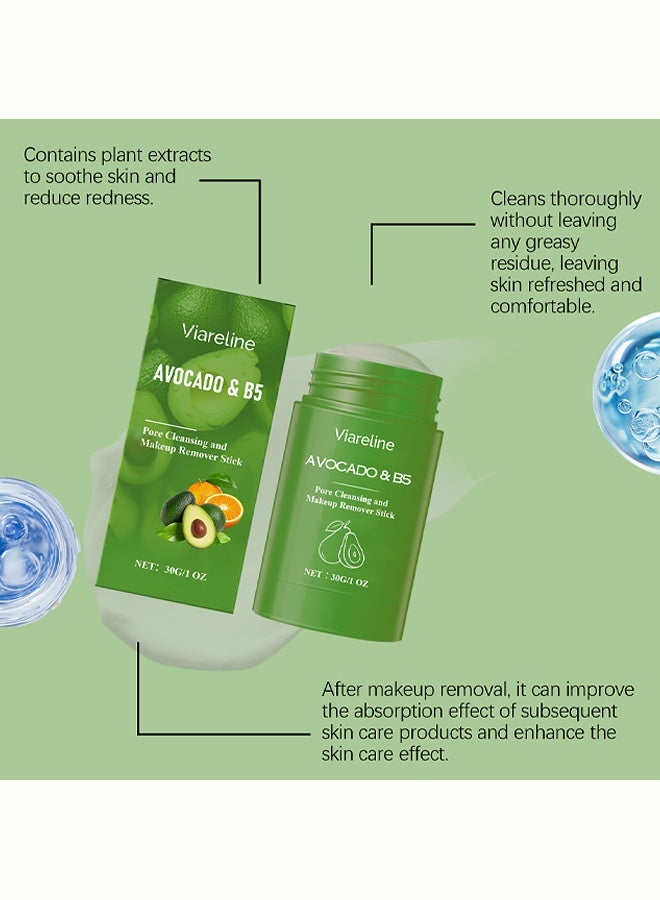 Viareline Avocado B5 Nourishing Makeup-Removing Stick - Deeply Cleansing, Moisturizing, Non-Stripping, Portable, Gentle Makeup Remover Cream 30g - Image 4