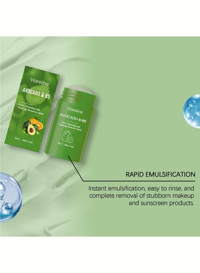 Viareline Avocado B5 Nourishing Makeup-Removing Stick - Deeply Cleansing, Moisturizing, Non-Stripping, Portable, Gentle Makeup Remover Cream 30g - Image 3