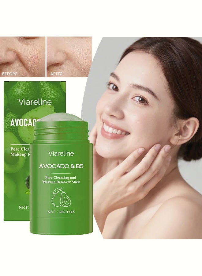 Viareline Avocado B5 Nourishing Makeup-Removing Stick - Deeply Cleansing, Moisturizing, Non-Stripping, Portable, Gentle Makeup Remover Cream 30g - Image 1