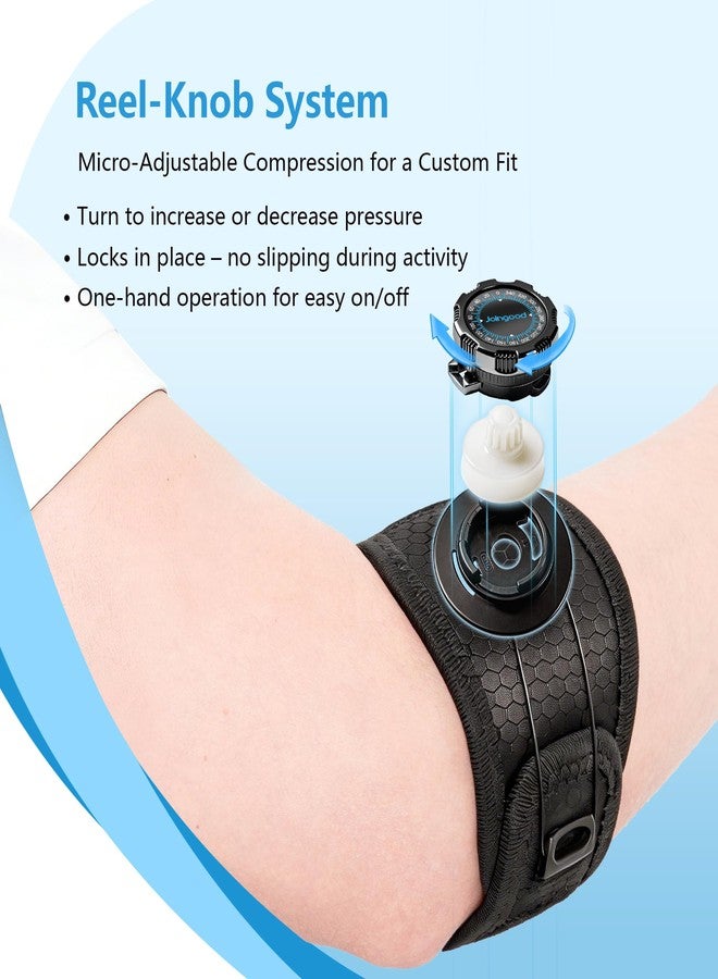 joingood Elbow Brace with Knob Quick Adjustment and Silicone Pressure Pad, Tennis Elbow Brace for Men Women, Golfers Elbow Brace for Tendonitis Bursitis, Breathable SBR Elbow Support Wrap, L - Image 3