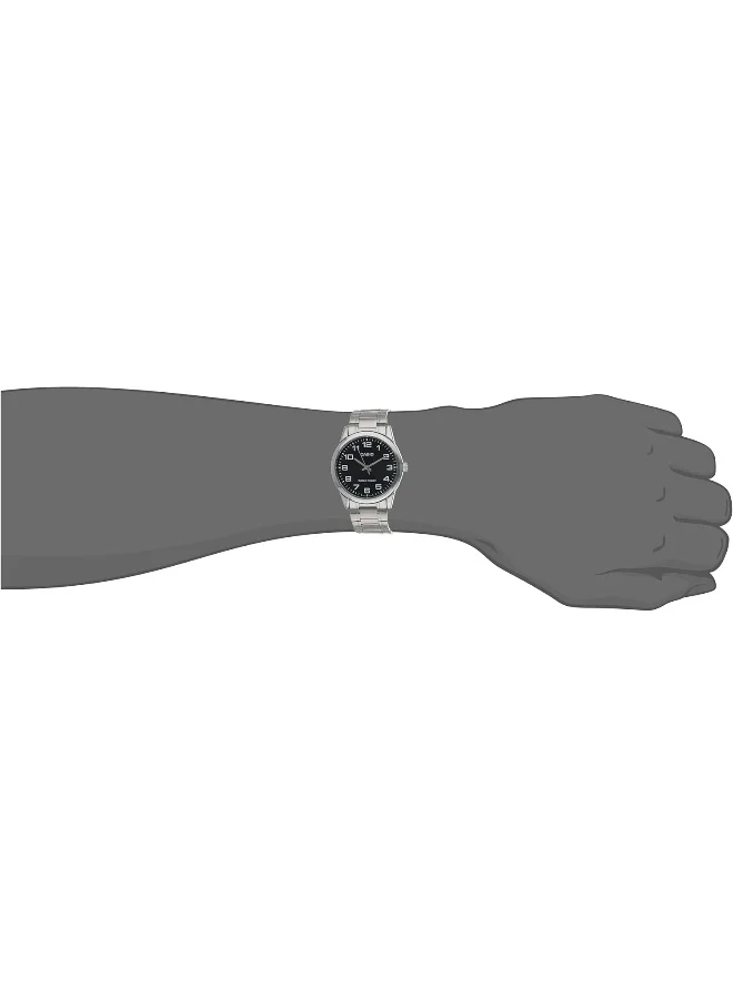 CASIO Men's Casio Men's Watch - MTP-V001D-1BUDF Black Dial, Silver Band