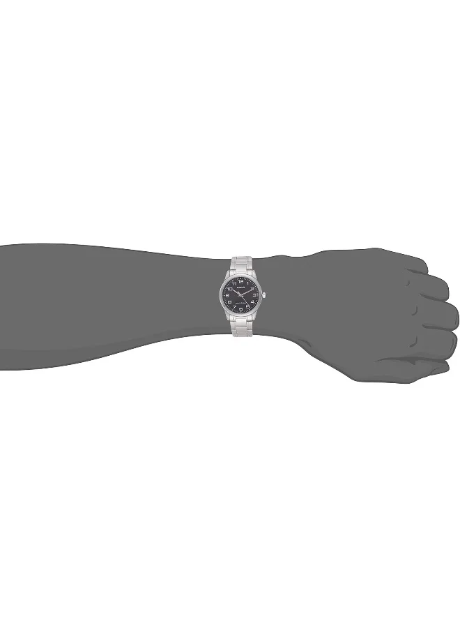 CASIO Men's Casio Men's Watch - MTP-V001D-1BUDF Black Dial, Silver Band