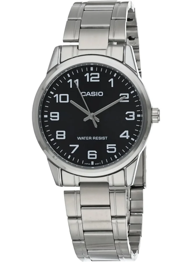 CASIO Men's Casio Men's Watch - MTP-V001D-1BUDF Black Dial, Silver Band