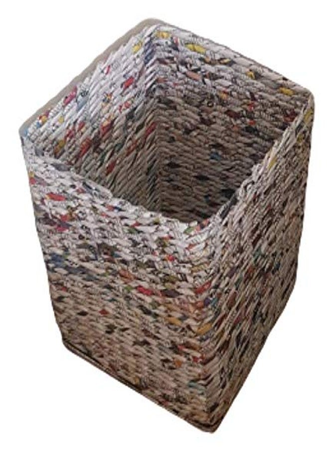 Sonas Creation Paperus, Square, Size 11 inch Tall, 10 Liter, Natural Color, Waste Basket, Open-top Dustbin, Trash Can, Multipurpose Storage Basket, Eco-friendly, Handmade, of Paper Ropes - Image 1