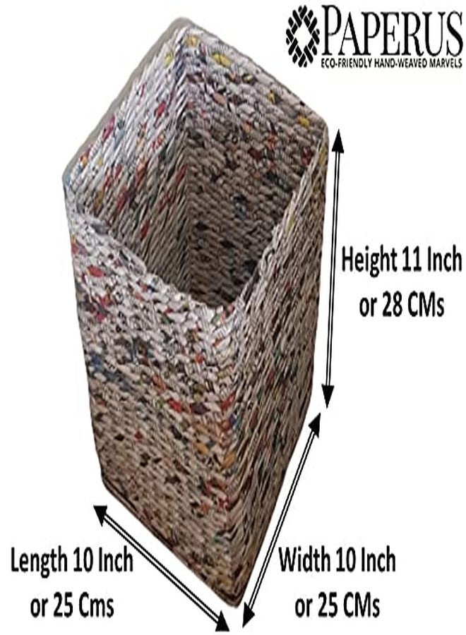 Sonas Creation Paperus, Square, Size 11 inch Tall, 10 Liter, Natural Color, Waste Basket, Open-top Dustbin, Trash Can, Multipurpose Storage Basket, Eco-friendly, Handmade, of Paper Ropes - Image 2