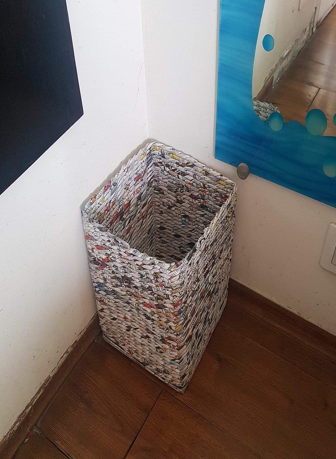 Sonas Creation Paperus, Square, Size 11 inch Tall, 10 Liter, Natural Color, Waste Basket, Open-top Dustbin, Trash Can, Multipurpose Storage Basket, Eco-friendly, Handmade, of Paper Ropes - Image 3