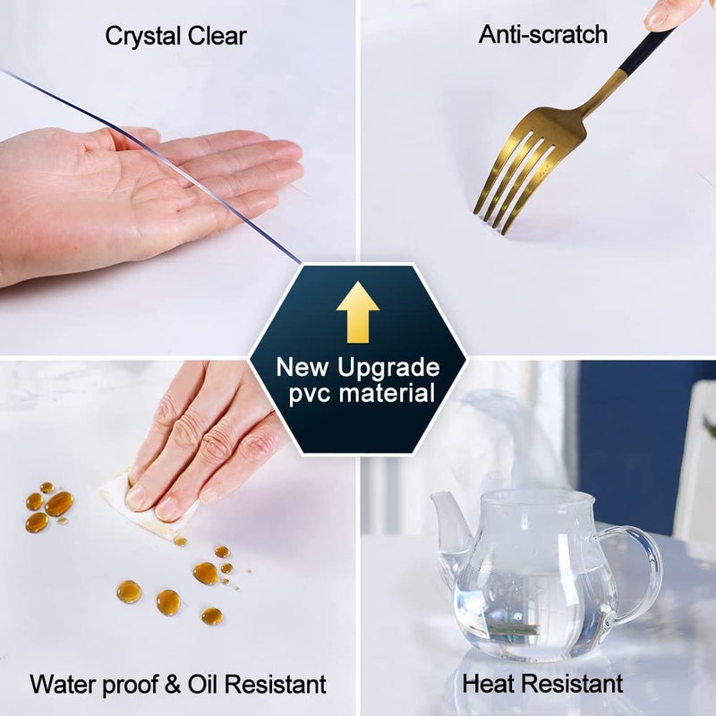 SPLENDEFUL Square Transparent 13.4x13.4 Inch Clear Writing Desk Blotter Mat Crytal Plastic Table Protector Cover Pad PVC Wood Furniture Table Surface Proection Pad Waterproof End Table Protector Heat Resistant  - Image 3